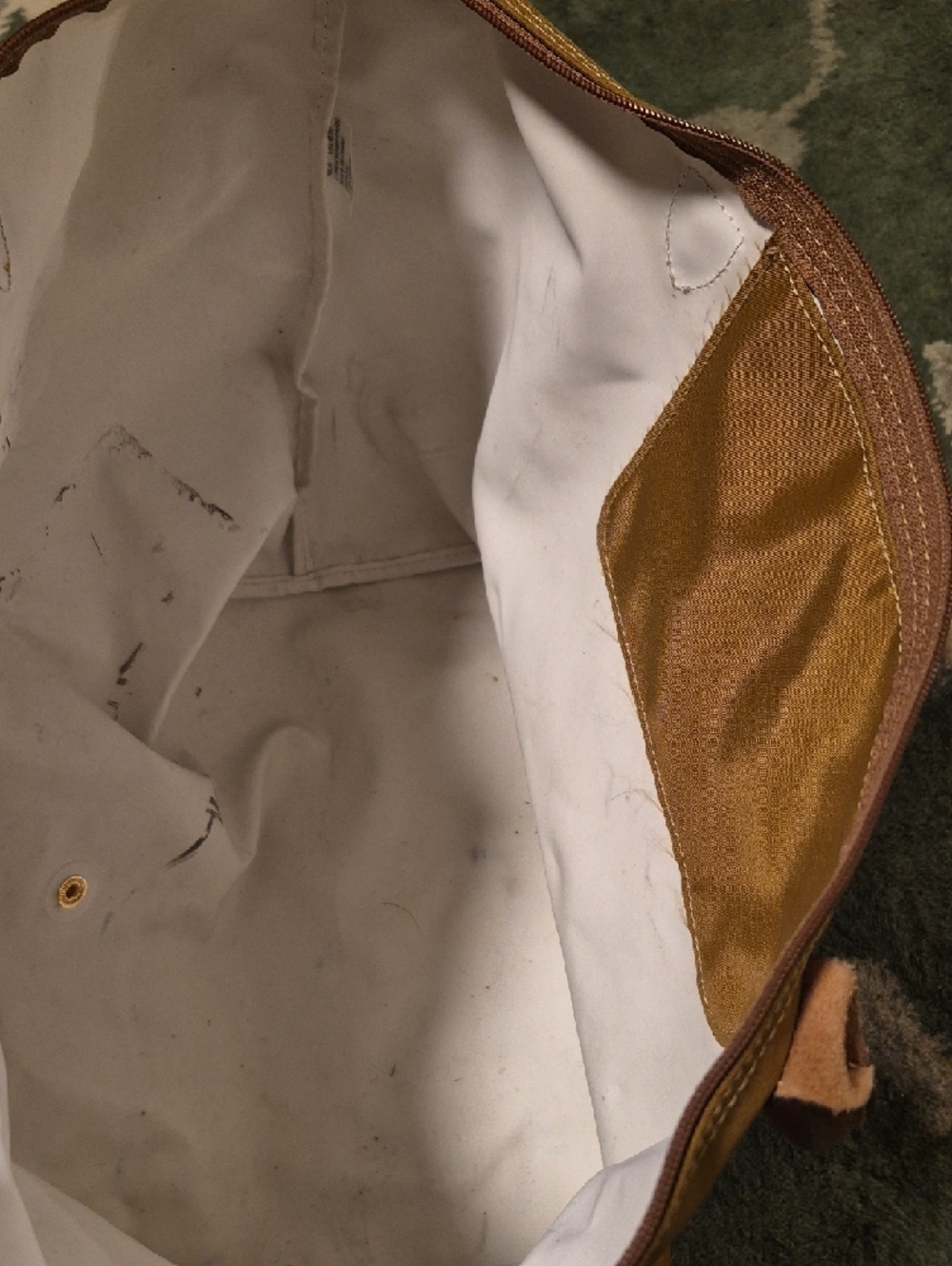 Longchamp Brown Leather Trim Mustard/Tan Nylon Tote - Picture 12 of 12